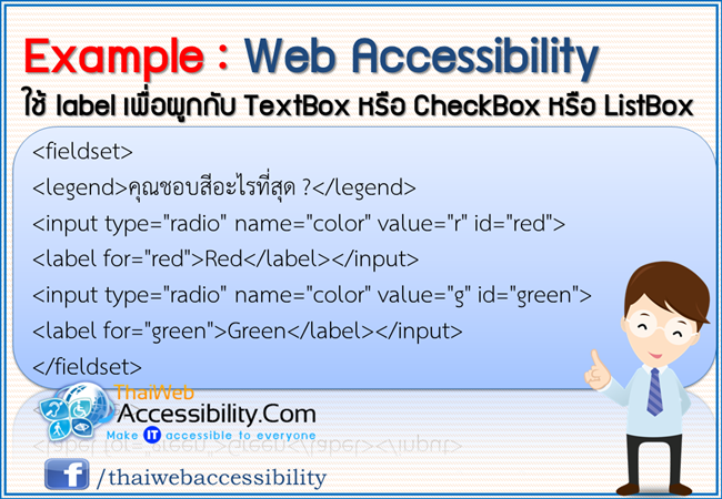 ใช้ label เพื่อผูกกับ TextBox หรือ CheckBox หรือ ListBox